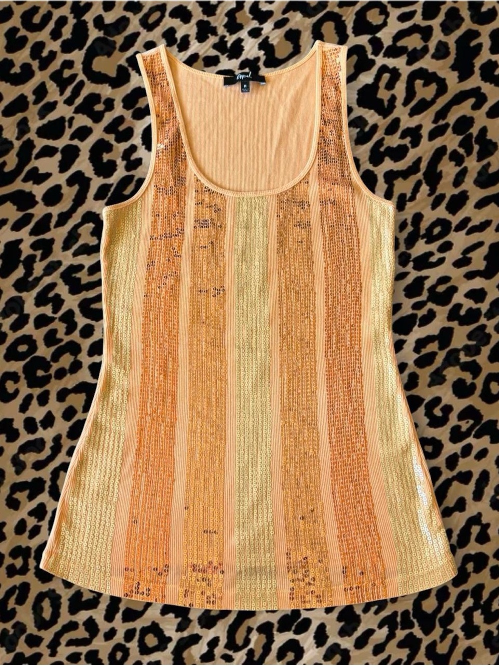 Express Sequin Stripe Tank - Peach & Gold